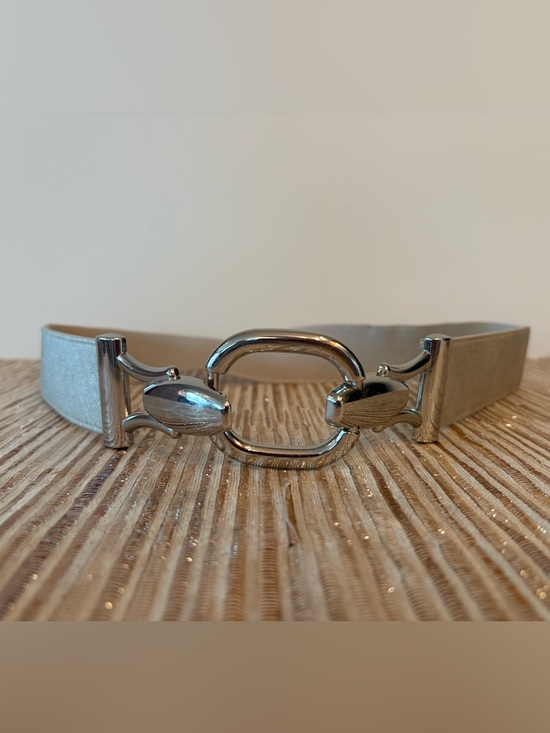 White House Black Market Accessories - White House Black Market Silver Horsebit Stretch Belt